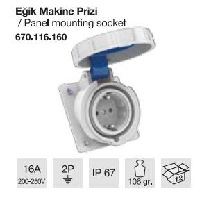 MONOFAZE KİLİTLİ KAPAKLI EĞİK PANO PRİZİ