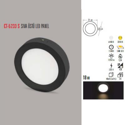 18W SIVA ÜSTÜ LED PANEL SİYAH