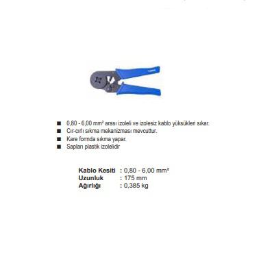 YAC-8 0,80-6,00 mm2 YÜKSÜK SIKMA PENSESİ
