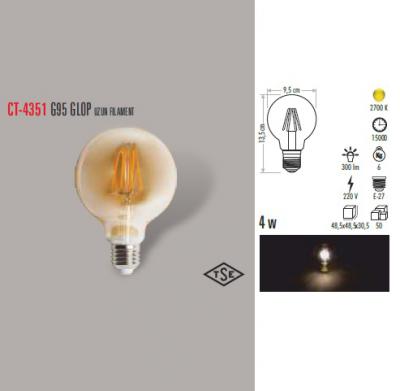 4W G95 GLOP UZUN FILAMENT AMPUL