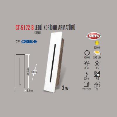 3W LEDLİ KORİDOR ARMATÜRÜ KASALI BEYAZ