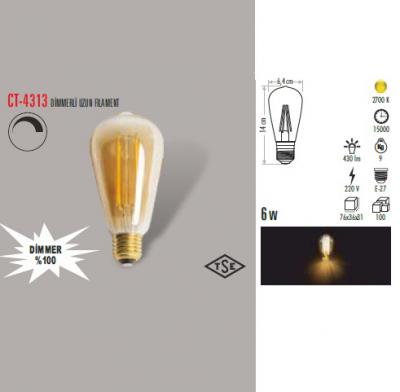 6W DİMMERLİ UZUN FILAMENT AMPUL