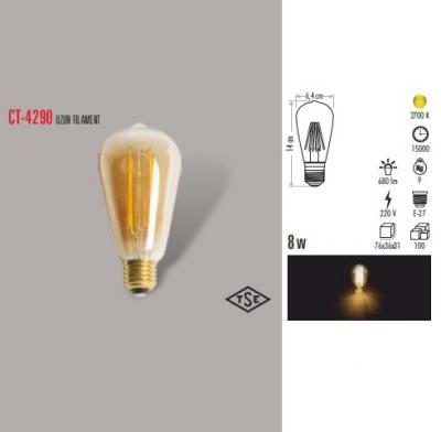8W UZUN FILAMENT AMPUL