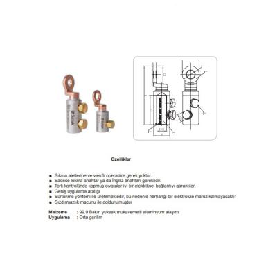 120-300 M12 İKİ VİDALI BİMETAL KABLO PABUCU (ORTA GERİLİM)