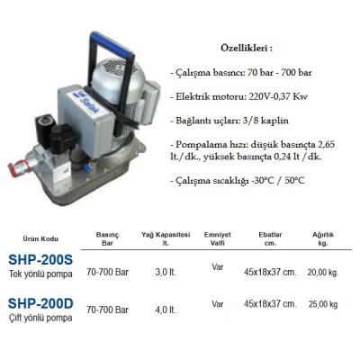 SHP-200D ELEKTRİKLİ HİDROLİK POMPA ÇİFT YÖNLÜ